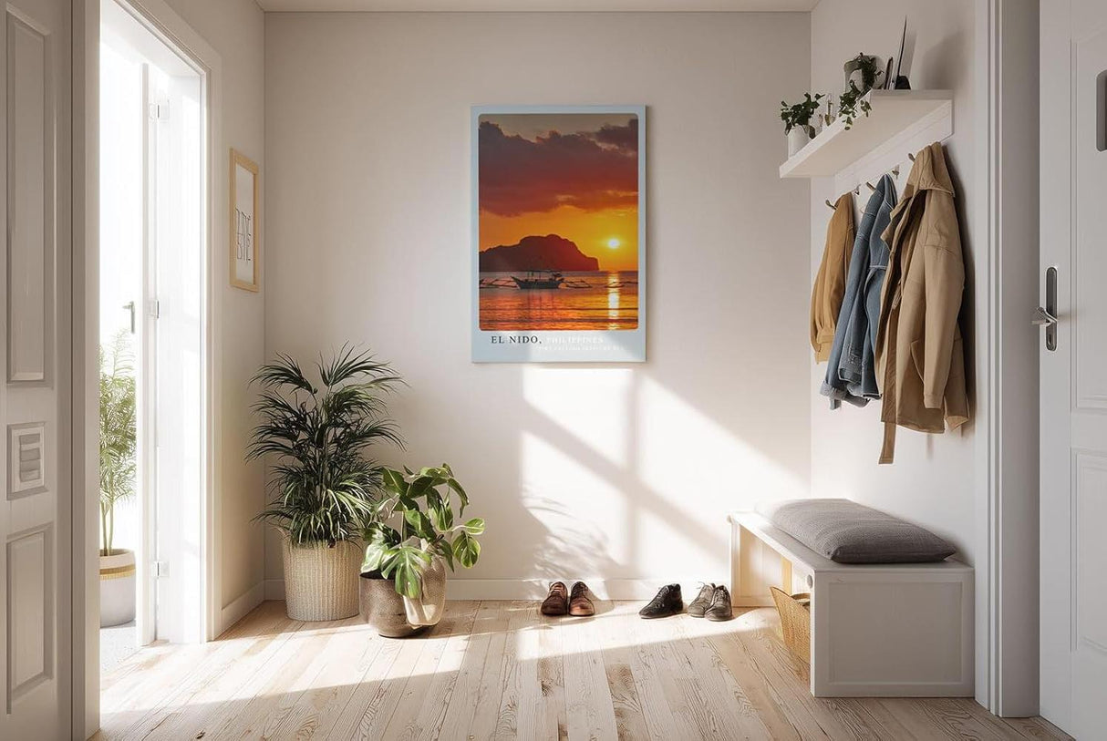 Paul Sinus Kunstdruck 40x60cm El Nido Sonnenuntergang – Feuer am Horizont über dem Meer der Philippinen