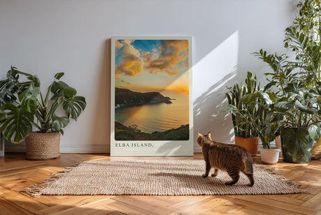 Paul Sinus Kunstdruck 40x60cm Elba Island – italienische Küste im Sonnenuntergang über dem Meer