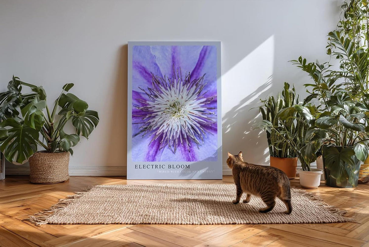 Paul Sinus Kunstdruck 40x60cm Electric Bloom – Nahaufnahme einer lila Blüte mit intensiver Mitte