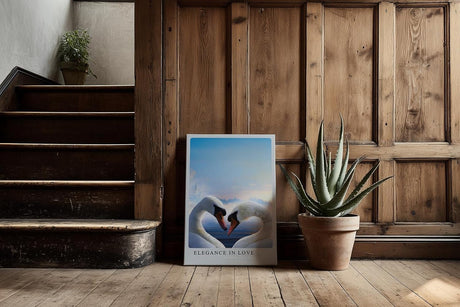 Paul Sinus Kunstdruck 40x60cm Elegance in Love zwei Schwäne mit Herzform über ruhigem See im Morgenlicht