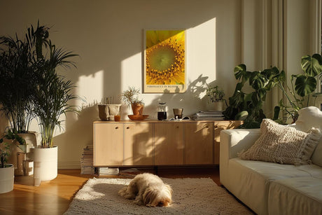 Paul Sinus Kunstdruck 40x60cm Fibonacci in Bloom Sonnenblume Makro Gelb Natur Geometrie Bruchstruktur