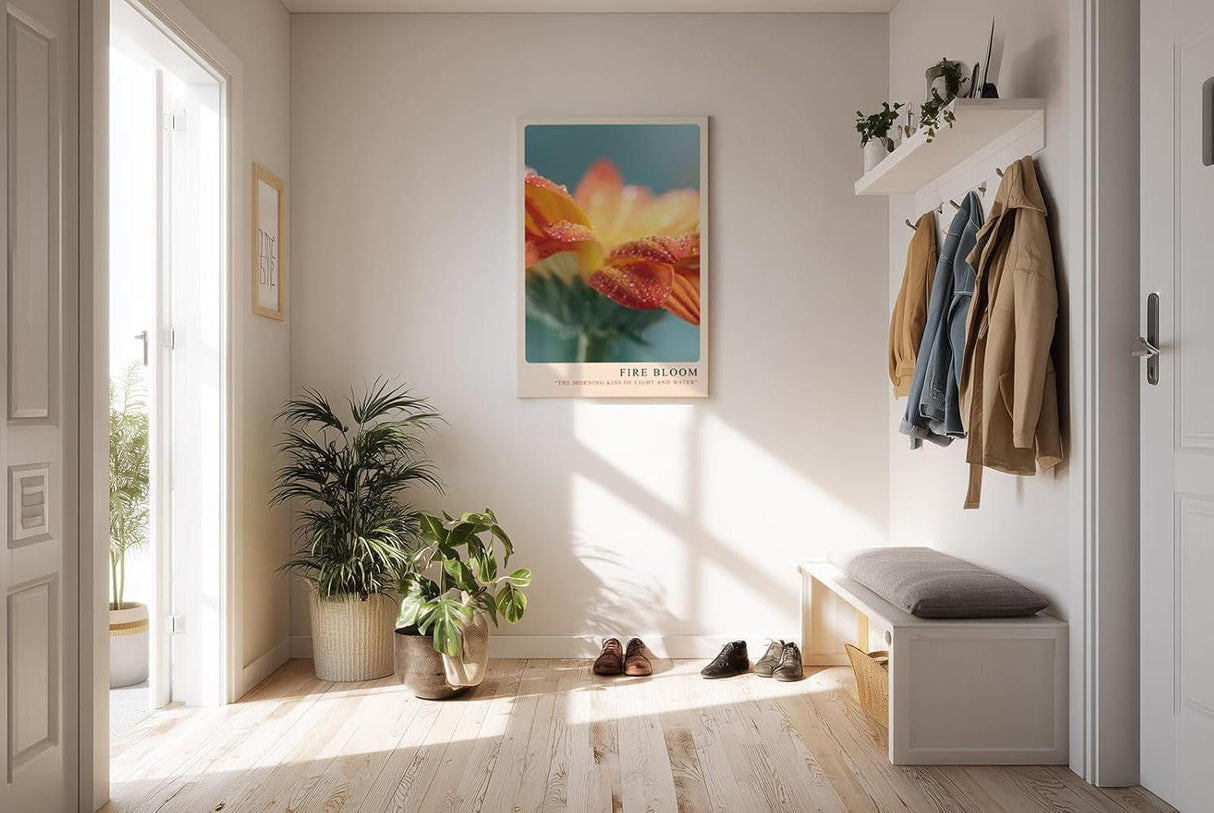 Paul Sinus Kunstdruck 40x60cm Fire Bloom – Blüte im Licht des Morgens mit funkelnden Tautropfen