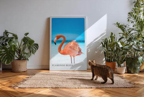 Paul Sinus Kunstdruck 40x60cm Flamingo Bliss mit rosa Flamingo am türkisfarbenen Meer