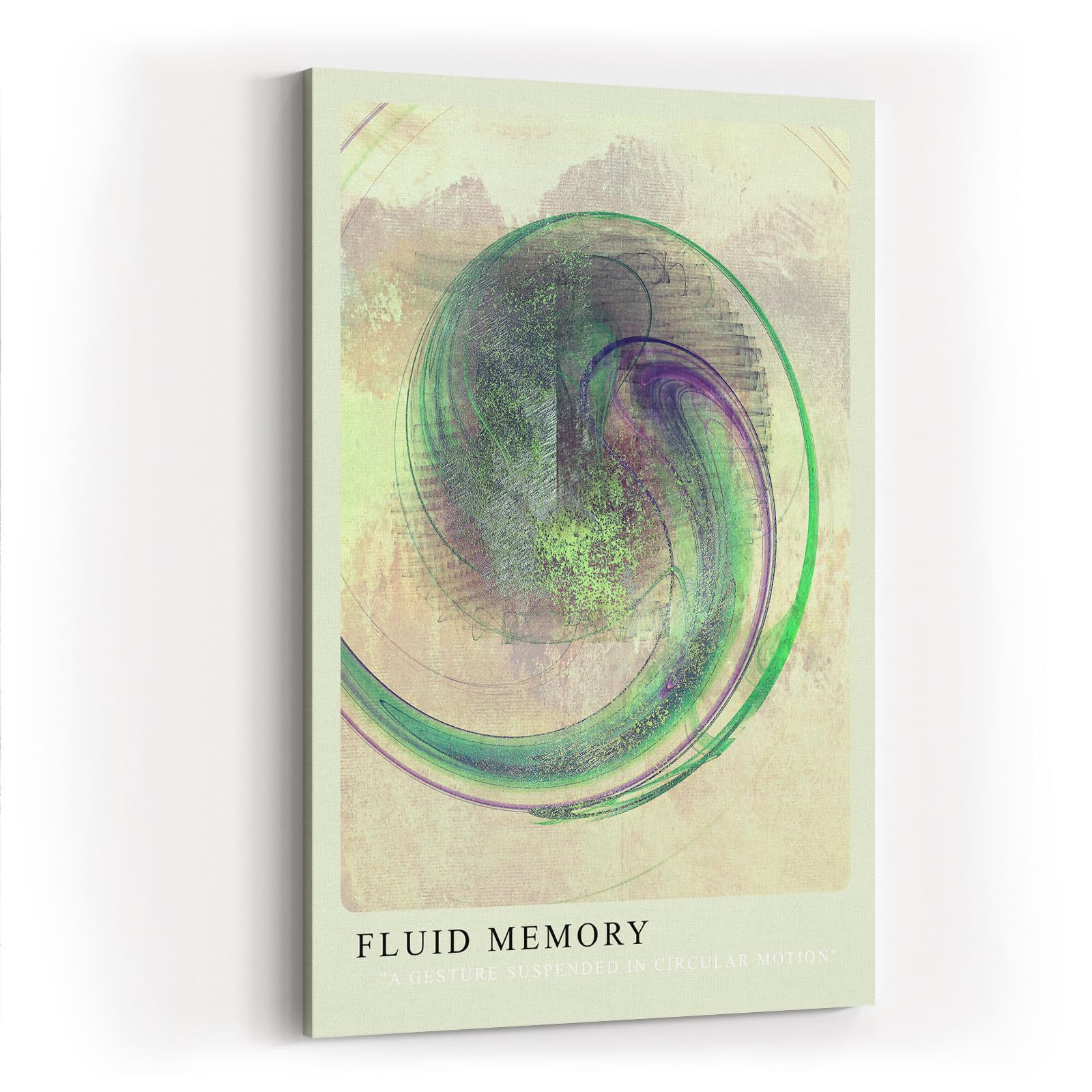 Paul Sinus Kunstdruck 40x60cm Fluid Memory Abstrakte Kunst in Grün und Violett mit digitalem Schwung