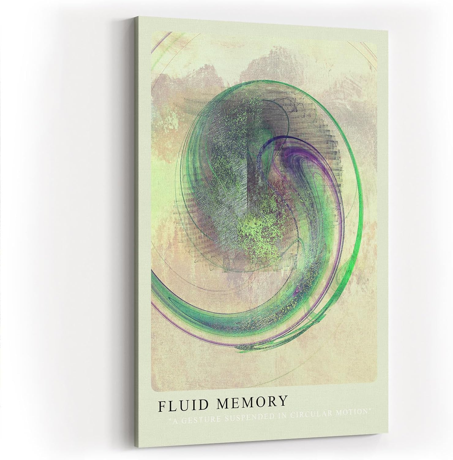 Paul Sinus Kunstdruck 40x60cm Fluid Memory Abstrakte Kunst in Grün und Violett mit digitalem Schwung