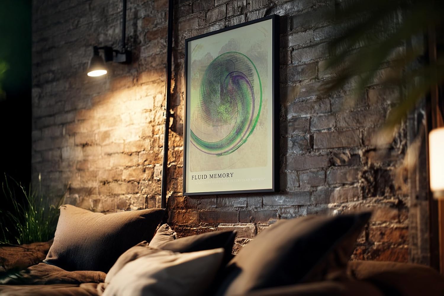 Paul Sinus Kunstdruck 40x60cm Fluid Memory Abstrakte Kunst in Grün und Violett mit digitalem Schwung