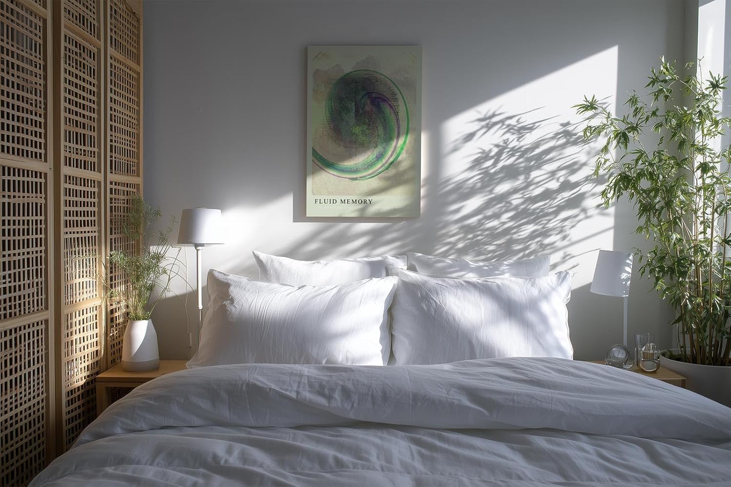 Paul Sinus Kunstdruck 40x60cm Fluid Memory Abstrakte Kunst in Grün und Violett mit digitalem Schwung