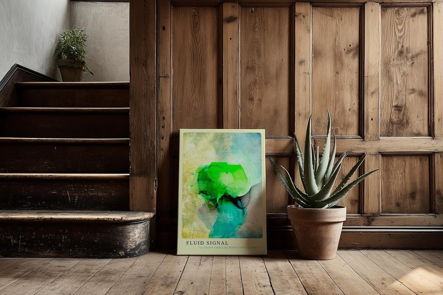 Paul Sinus Kunstdruck 40x60cm Fluid Signal Grüner Impuls in abstrakter Form