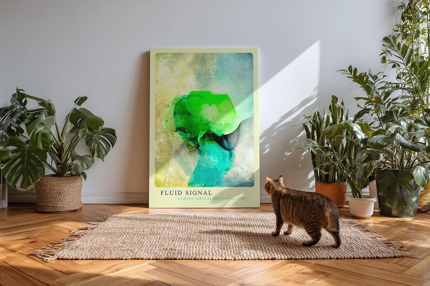 Paul Sinus Kunstdruck 40x60cm Fluid Signal Grüner Impuls in abstrakter Form