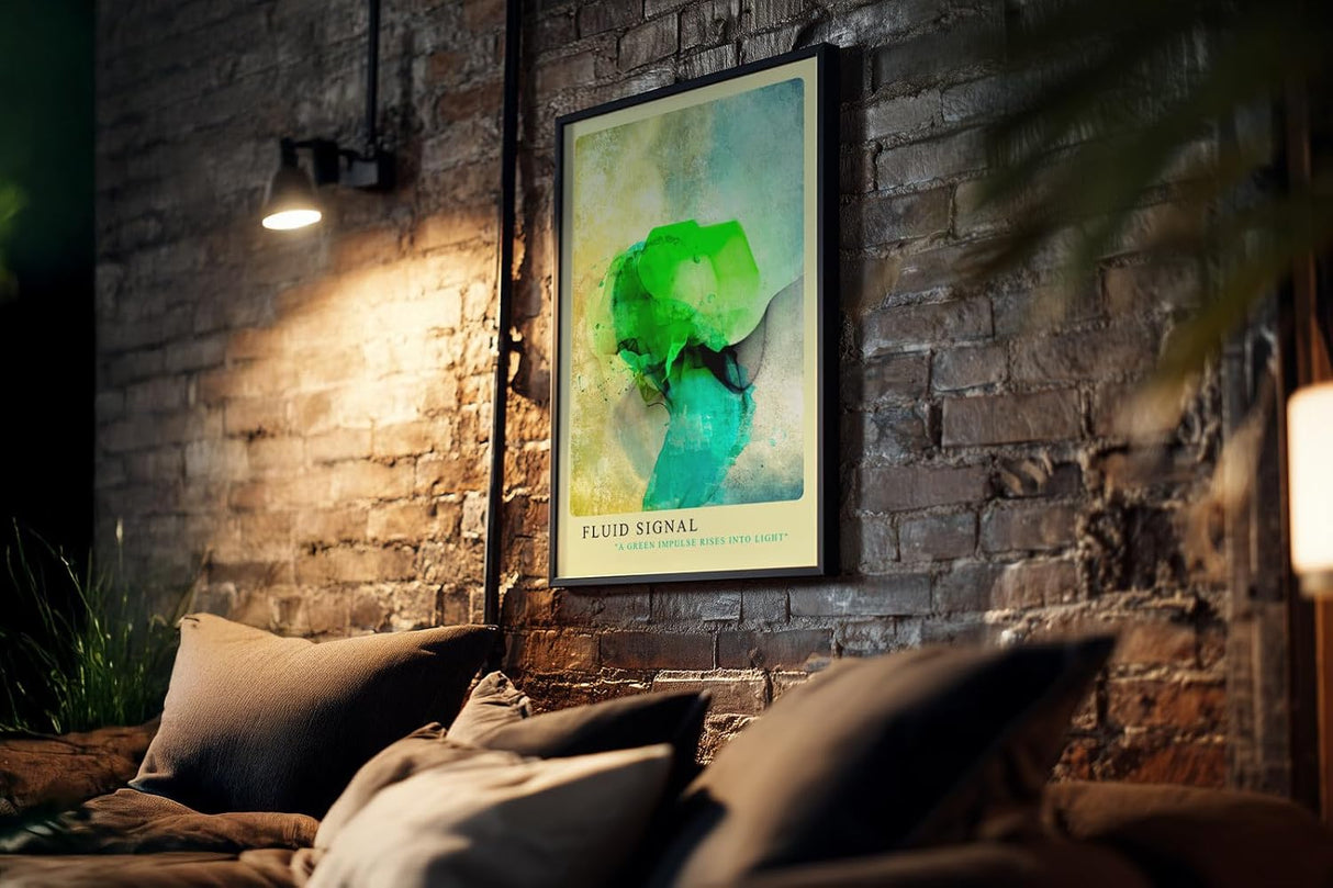 Paul Sinus Kunstdruck 40x60cm Fluid Signal Grüner Impuls in abstrakter Form