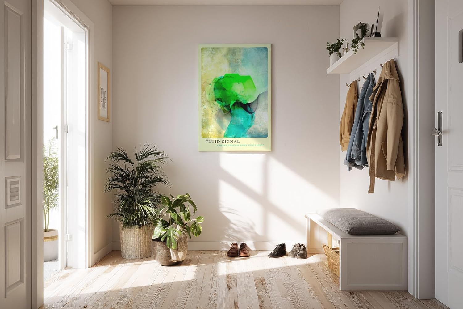 Paul Sinus Kunstdruck 40x60cm Fluid Signal Grüner Impuls in abstrakter Form