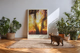 Paul Sinus Kunstdruck 40x60cm Forest Flare – Sonnenstrahlen im goldenen Herbstwald mit leuchtendem Laub