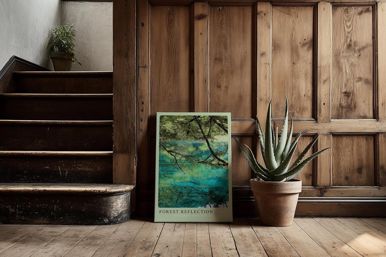 Paul Sinus Kunstdruck 40x60cm Forest Reflection Baumspiegelung im klaren Wasser mit türkisgrünem Schimmer