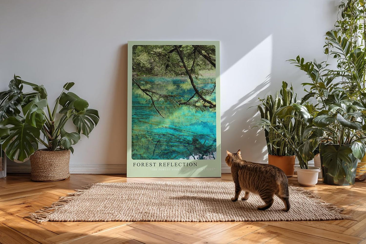 Paul Sinus Kunstdruck 40x60cm Forest Reflection Baumspiegelung im klaren Wasser mit türkisgrünem Schimmer