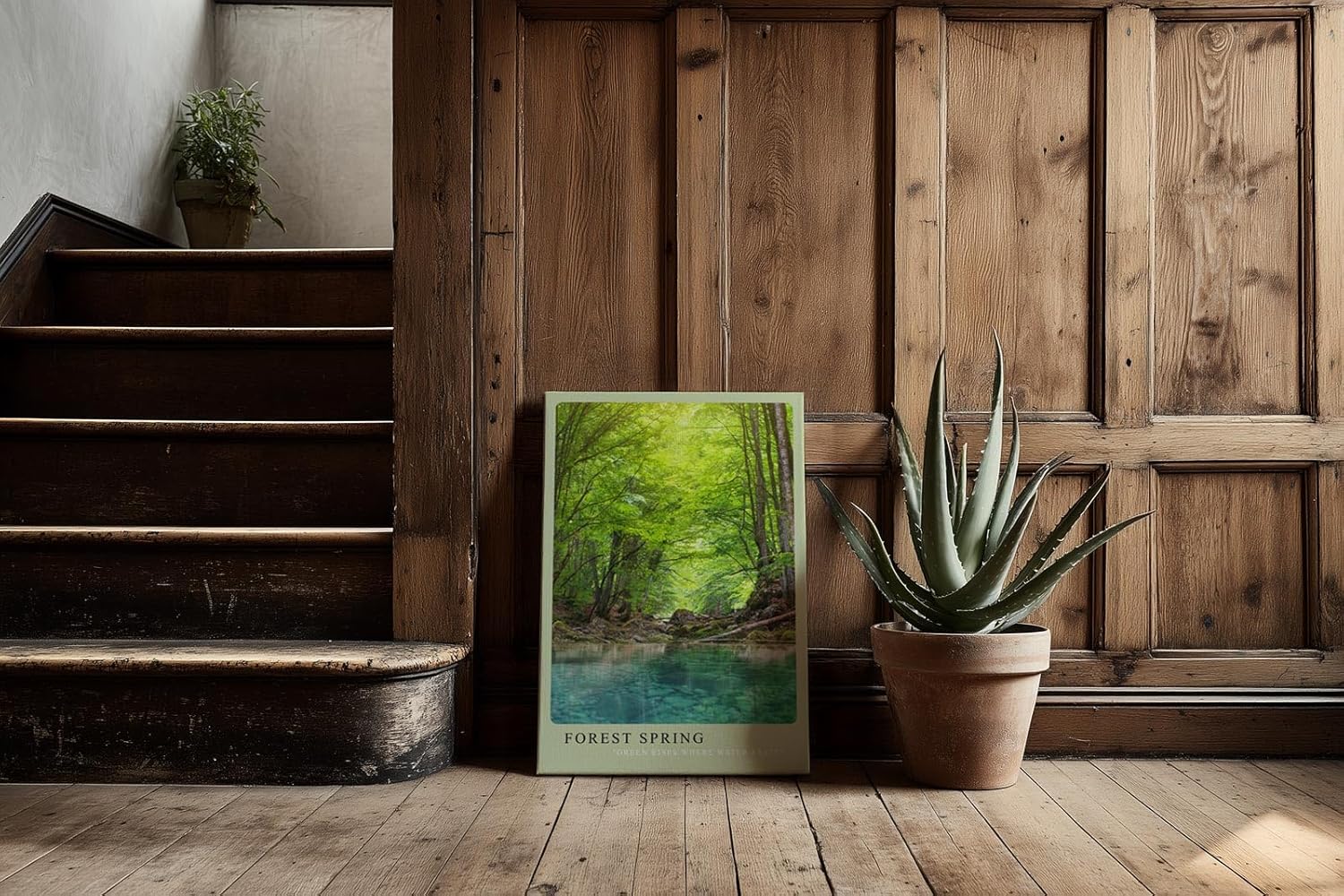 Paul Sinus Kunstdruck 40x60cm Forest Spring klarer Waldquell unter grünem Blätterdach in natürlichem Licht