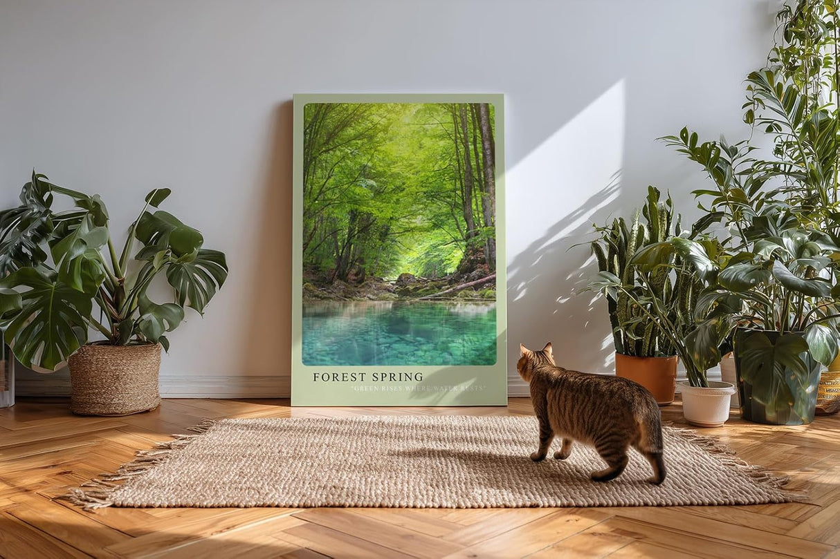 Paul Sinus Kunstdruck 40x60cm Forest Spring klarer Waldquell unter grünem Blätterdach in natürlichem Licht