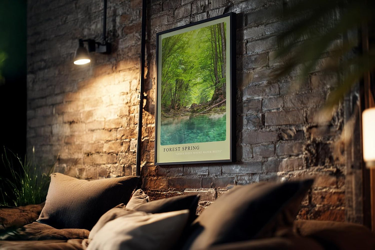 Paul Sinus Kunstdruck 40x60cm Forest Spring klarer Waldquell unter grünem Blätterdach in natürlichem Licht
