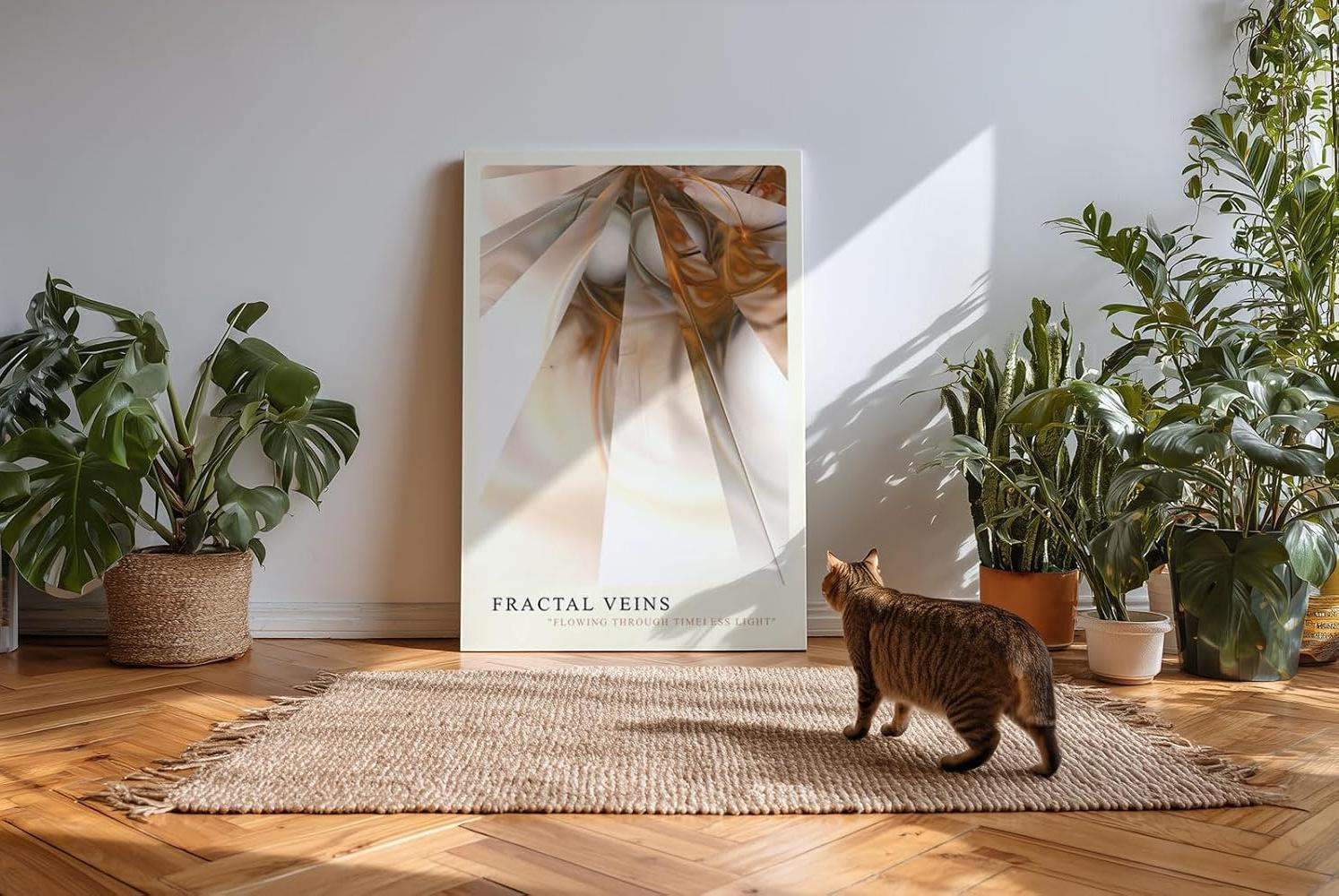 Paul Sinus Kunstdruck 40x60cm Fractal Veins – Abstrakte Lichtstruktur in Bronze und Weiß mit futuristischer Tiefe und Dynamik