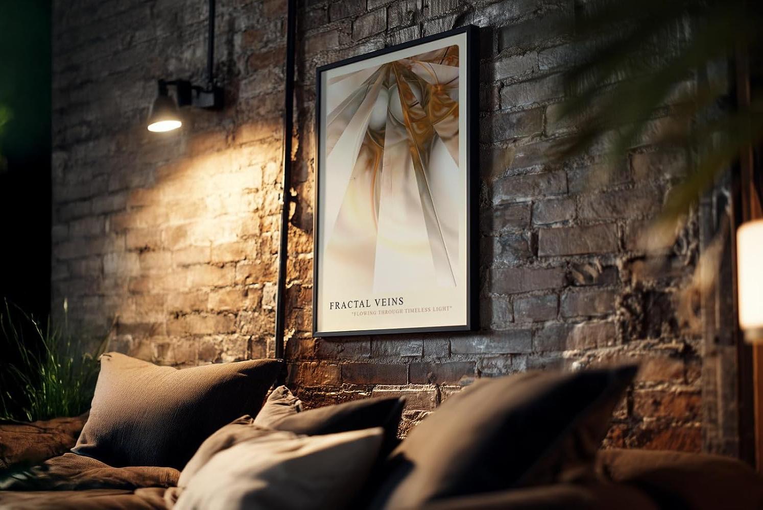 Paul Sinus Kunstdruck 40x60cm Fractal Veins – Abstrakte Lichtstruktur in Bronze und Weiß mit futuristischer Tiefe und Dynamik