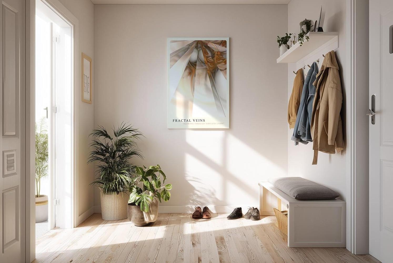 Paul Sinus Kunstdruck 40x60cm Fractal Veins – Abstrakte Lichtstruktur in Bronze und Weiß mit futuristischer Tiefe und Dynamik