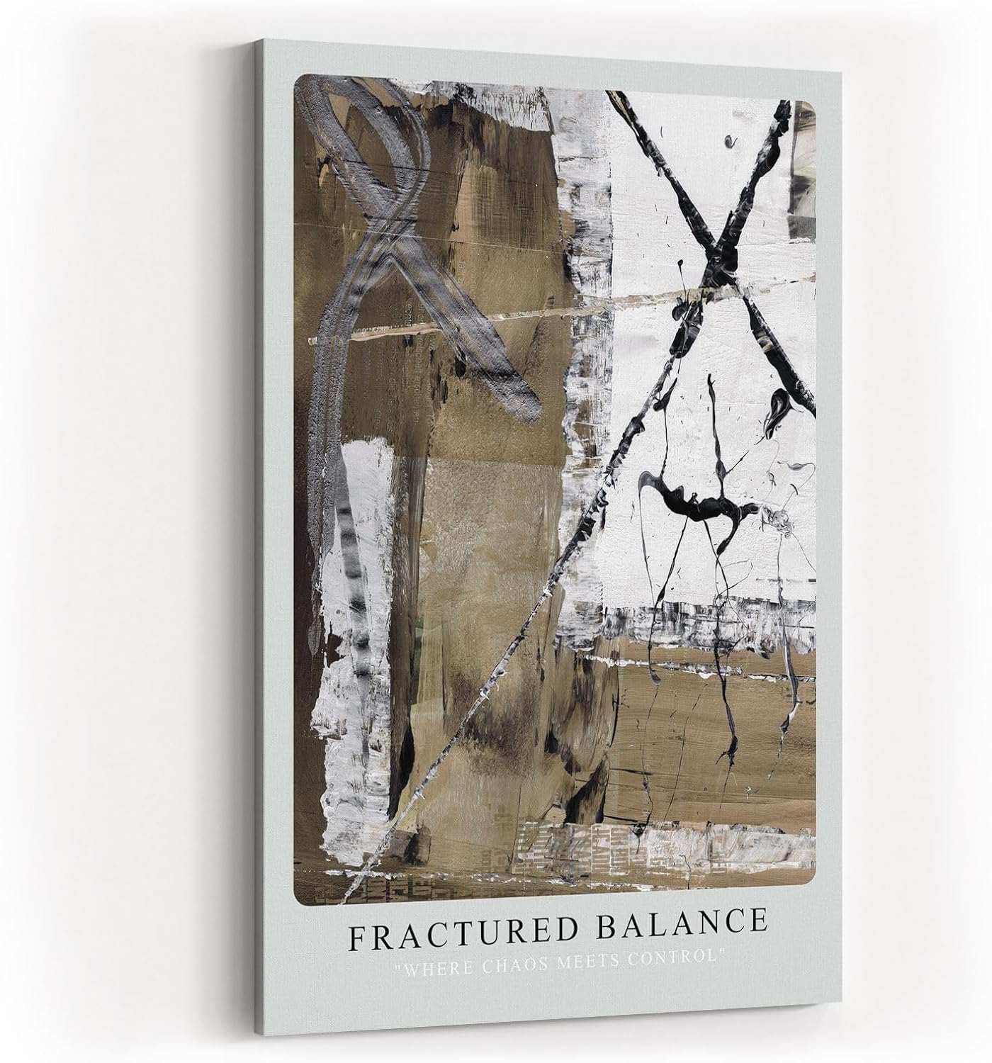 Paul Sinus Kunstdruck 40x60cm Fractured Balance mit dynamischem Schwarz-Weiß-Kontrast und Struktur