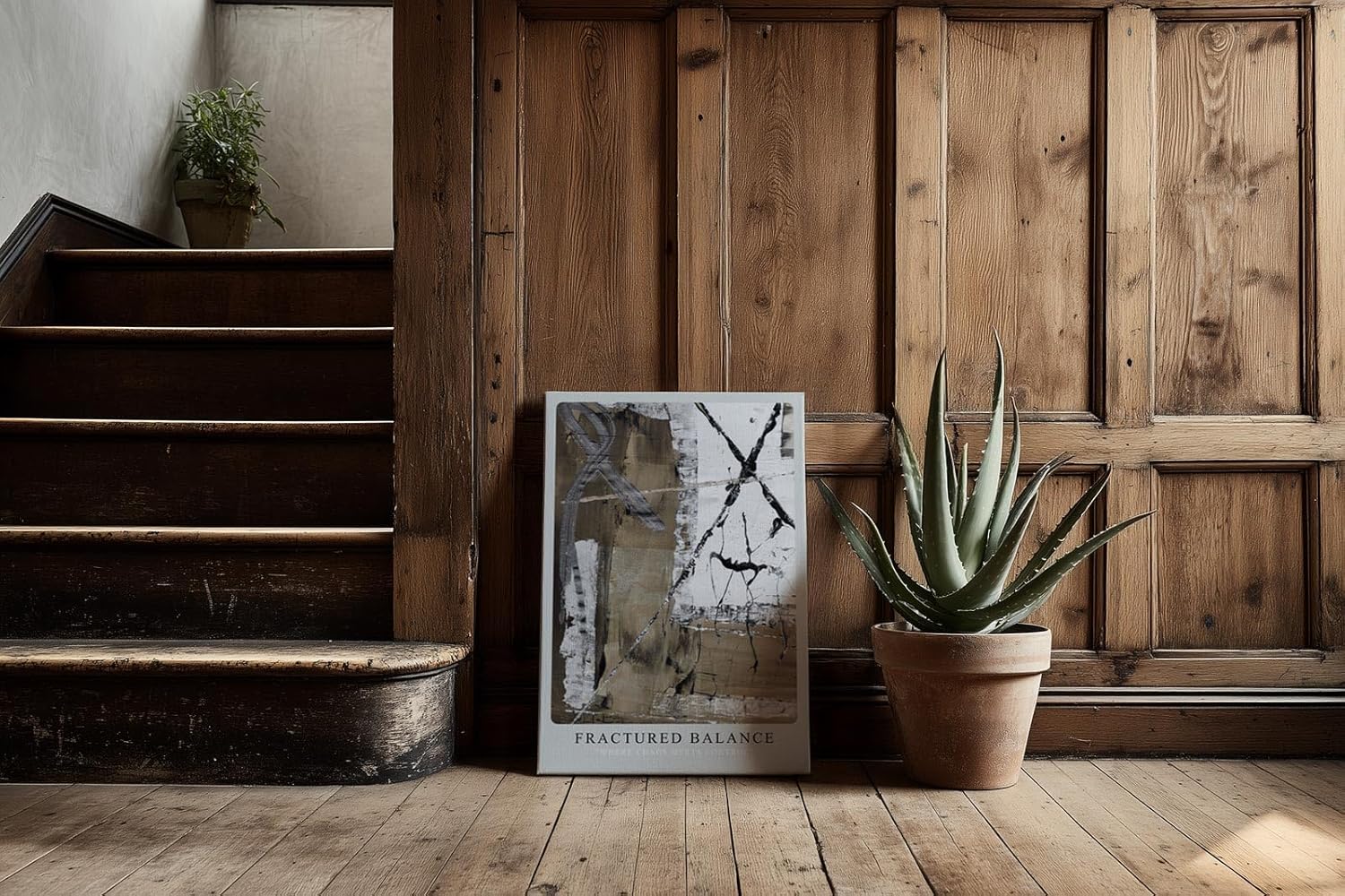 Paul Sinus Kunstdruck 40x60cm Fractured Balance mit dynamischem Schwarz-Weiß-Kontrast und Struktur