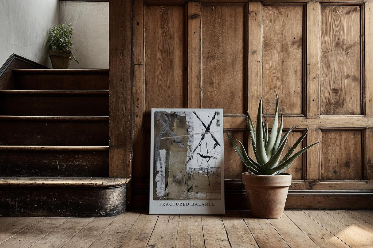 Paul Sinus Kunstdruck 40x60cm Fractured Balance mit dynamischem Schwarz-Weiß-Kontrast und Struktur