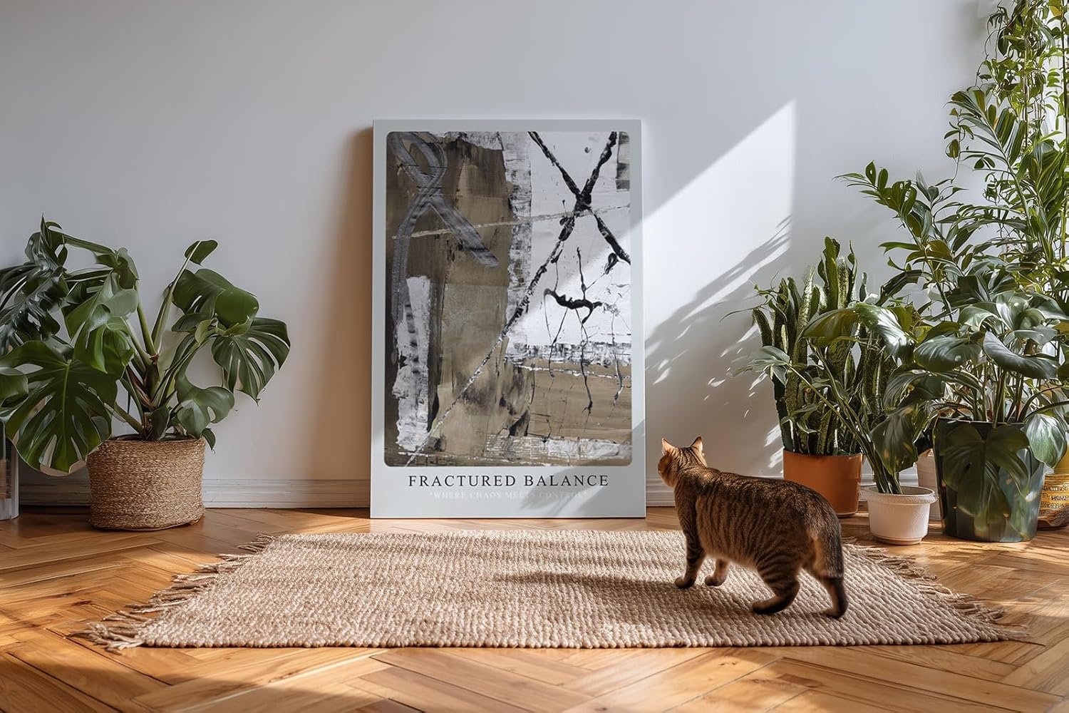 Paul Sinus Kunstdruck 40x60cm Fractured Balance mit dynamischem Schwarz-Weiß-Kontrast und Struktur