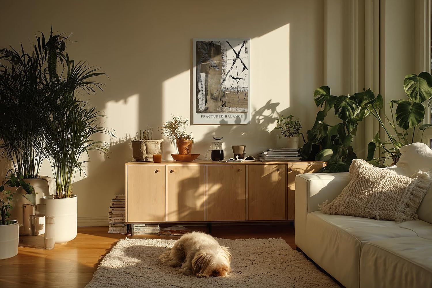 Paul Sinus Kunstdruck 40x60cm Fractured Balance mit dynamischem Schwarz-Weiß-Kontrast und Struktur