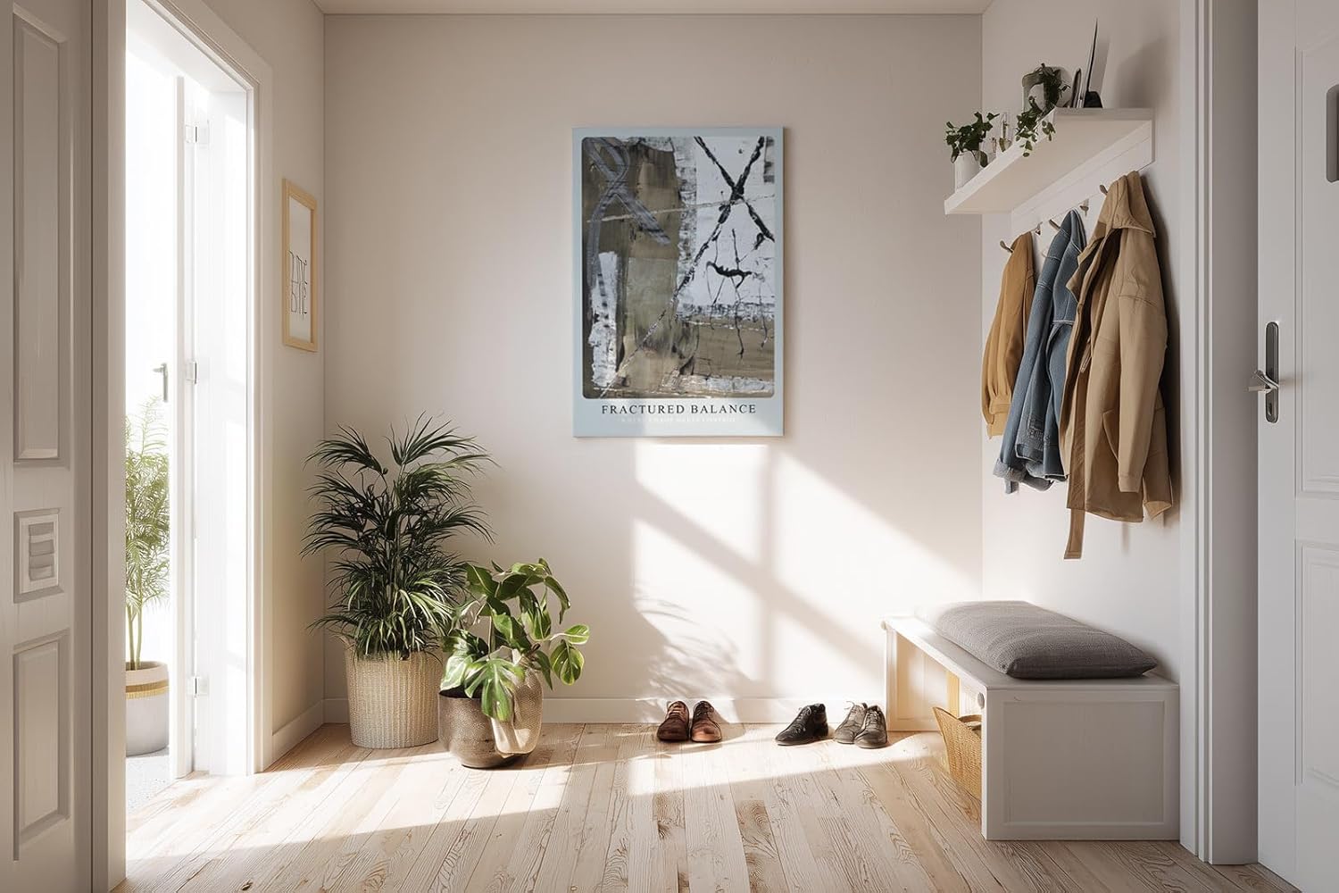 Paul Sinus Kunstdruck 40x60cm Fractured Balance mit dynamischem Schwarz-Weiß-Kontrast und Struktur