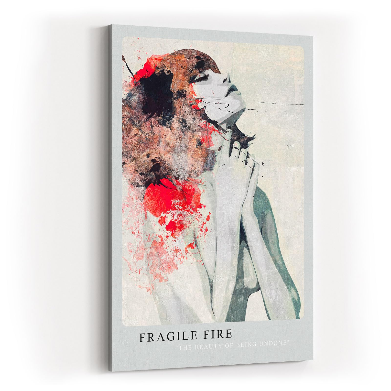 Paul Sinus Kunstdruck 40x60cm Fragile Fire Abstraktes Porträt in Rot und Beige The Beauty of Being Undone