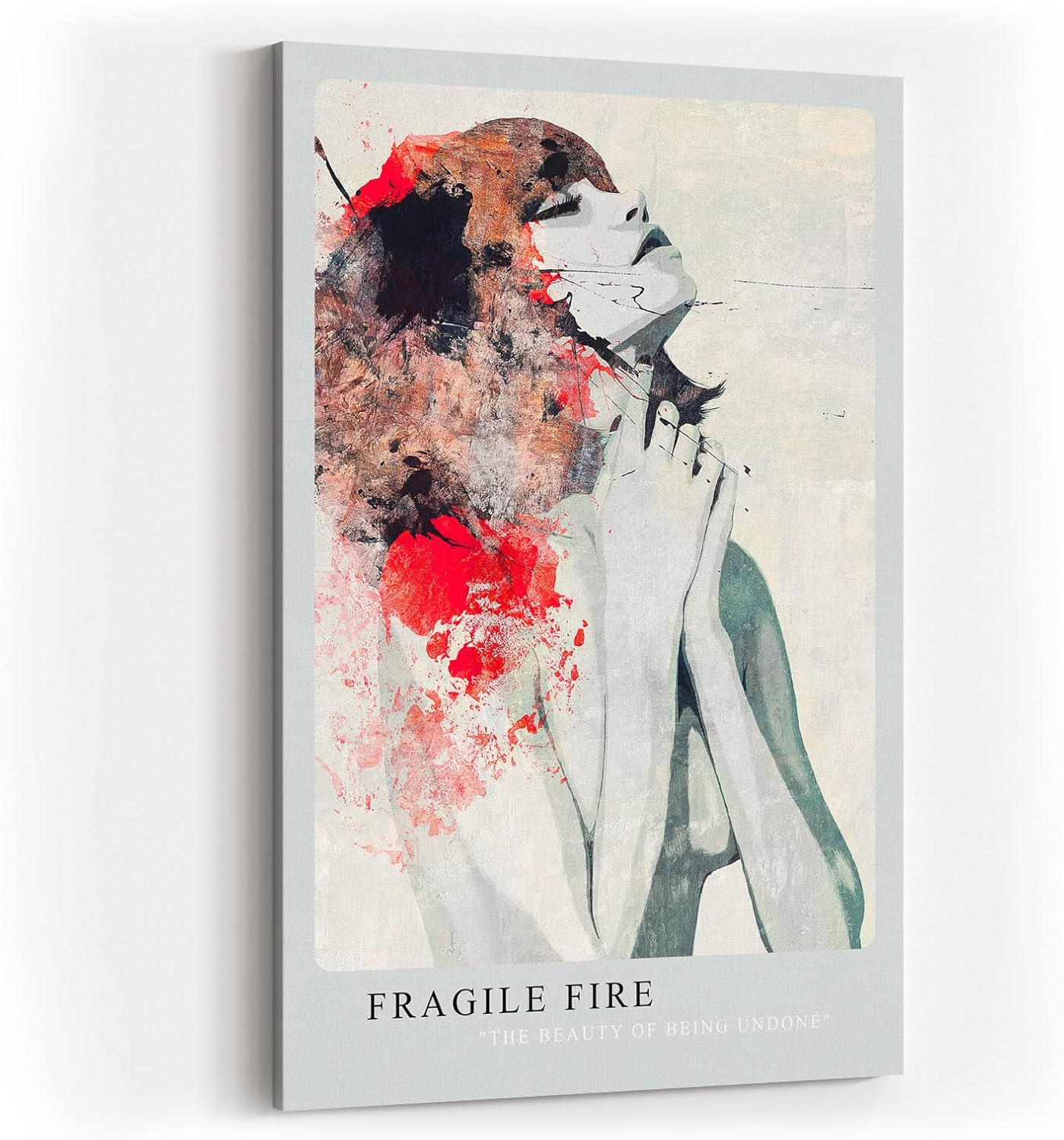 Paul Sinus Kunstdruck 40x60cm Fragile Fire Abstraktes Porträt in Rot und Beige The Beauty of Being Undone