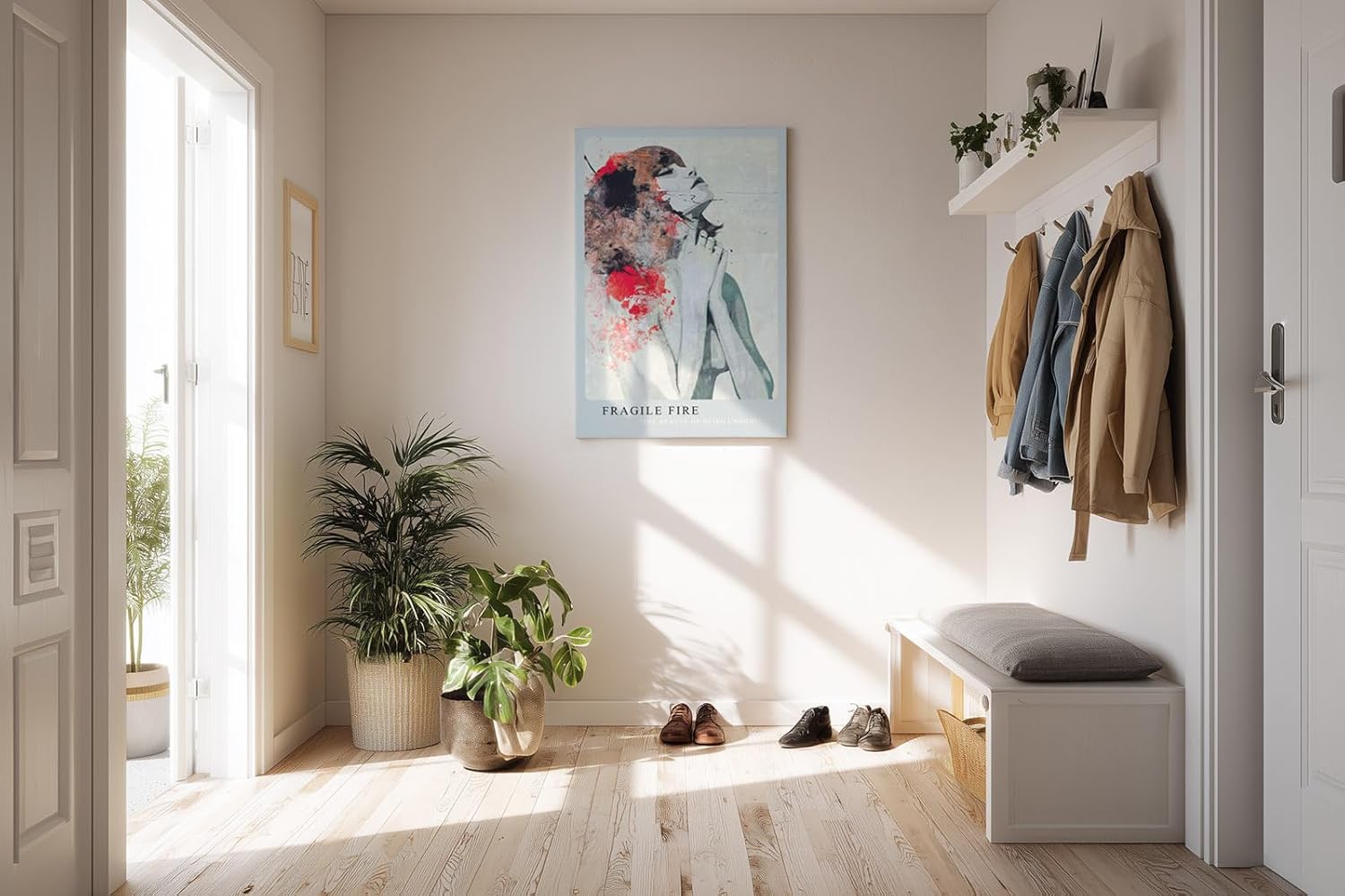 Paul Sinus Kunstdruck 40x60cm Fragile Fire Abstraktes Porträt in Rot und Beige The Beauty of Being Undone