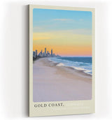 Paul Sinus Kunstdruck 40x60cm Gold Coast Australia – Weite Küste mit Skyline bei Sonnenuntergang in Australien als Panorama