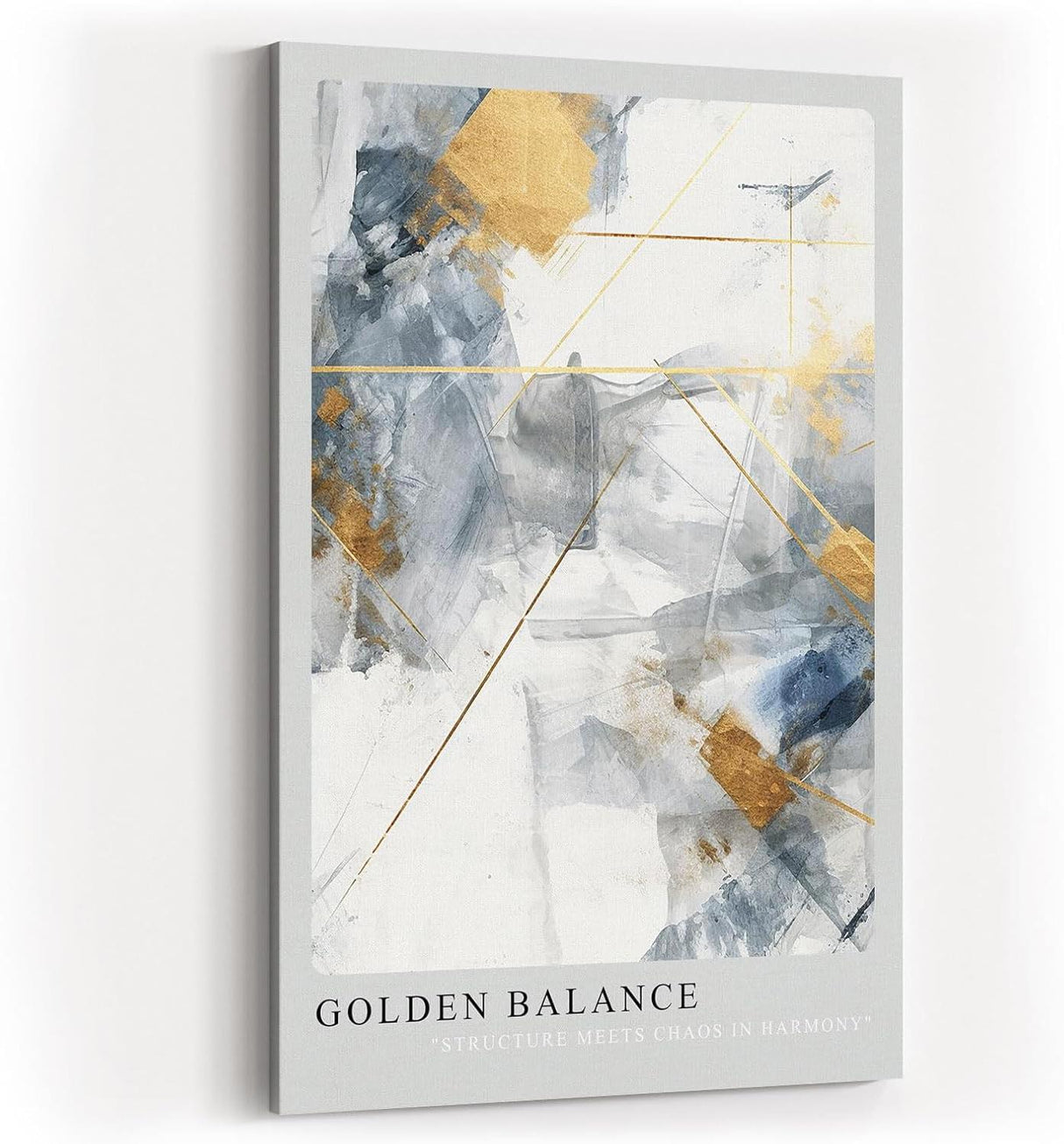 Paul Sinus Kunstdruck 40x60cm Golden Balance – Abstraktes Kunstwerk in Gold, Grau und Weiß als harmonische Komposition