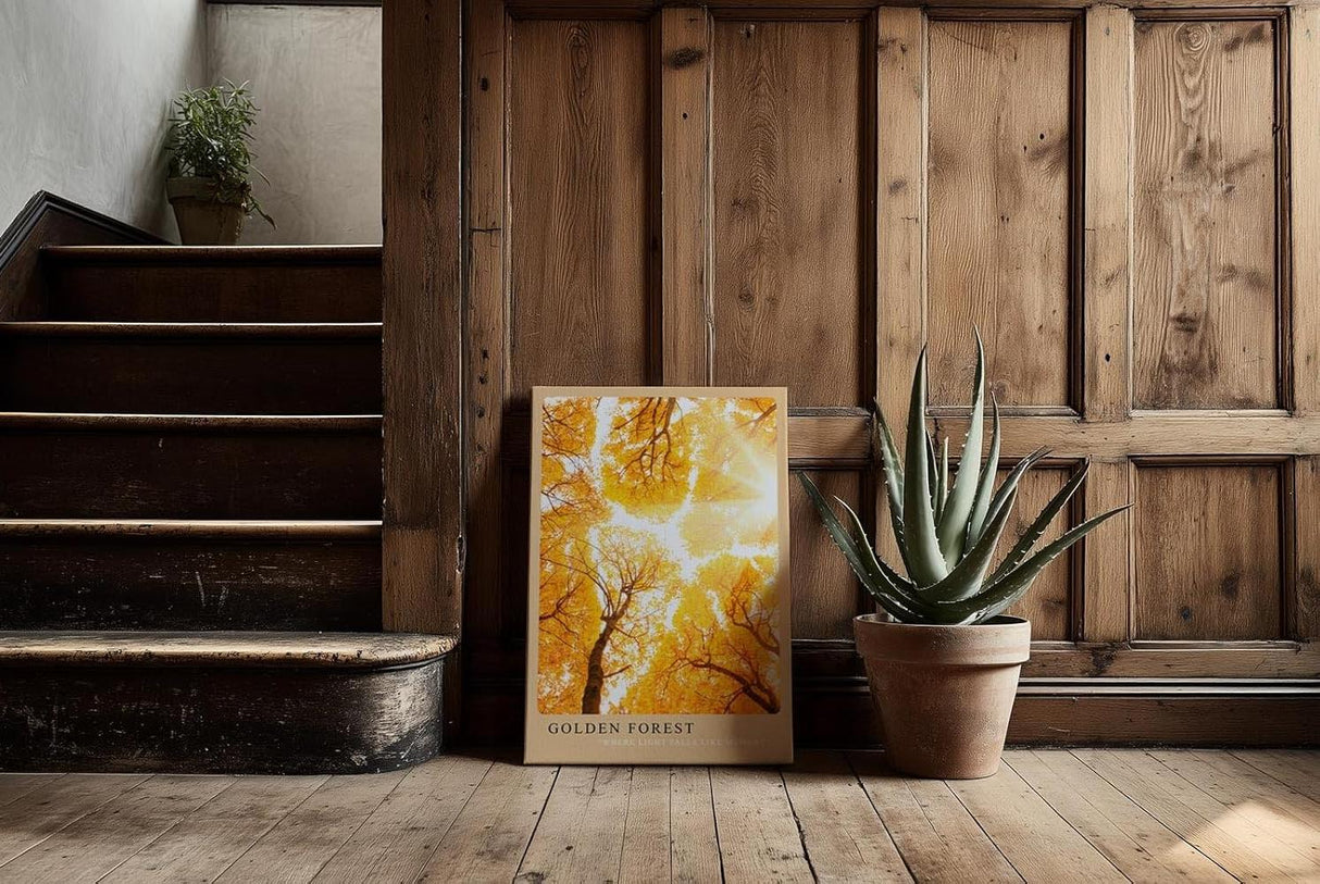 Paul Sinus Kunstdruck 40x60cm Golden Forest – herbstlicher Laubwald im goldenen Sonnenlicht
