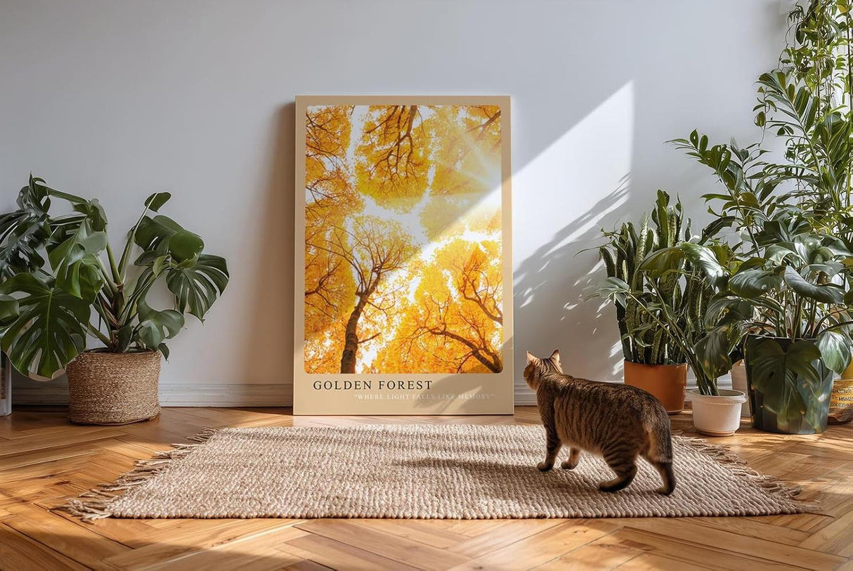 Paul Sinus Kunstdruck 40x60cm Golden Forest – herbstlicher Laubwald im goldenen Sonnenlicht