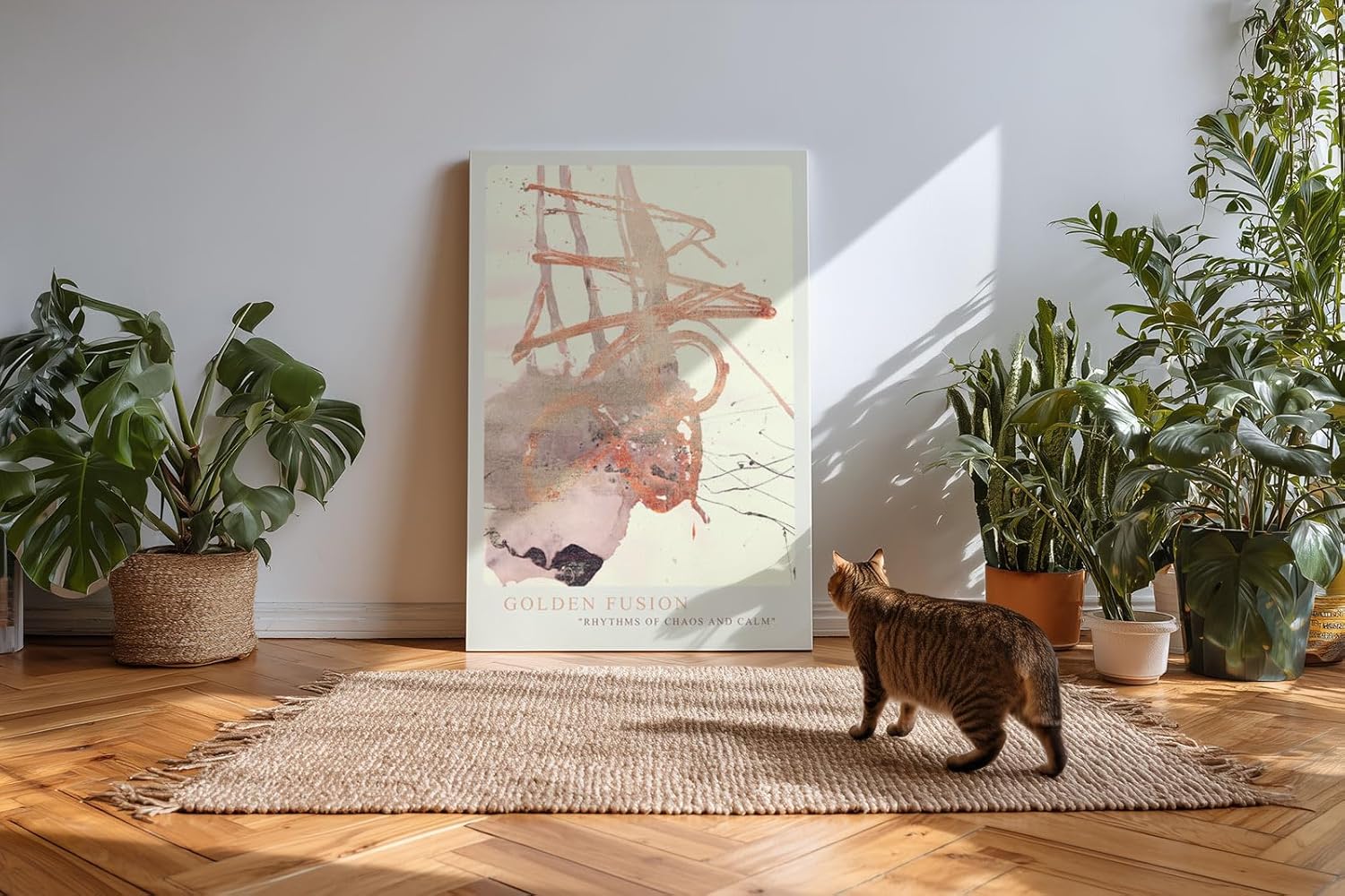 Paul Sinus Kunstdruck 40x60cm Golden Fusion mit abstrakter Komposition aus Gold und zarten Tönen