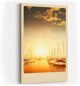 Paul Sinus Kunstdruck 40x60cm Golden Harbor – Segelboote im Sonnenlicht eines goldenen Hafens am Morgen