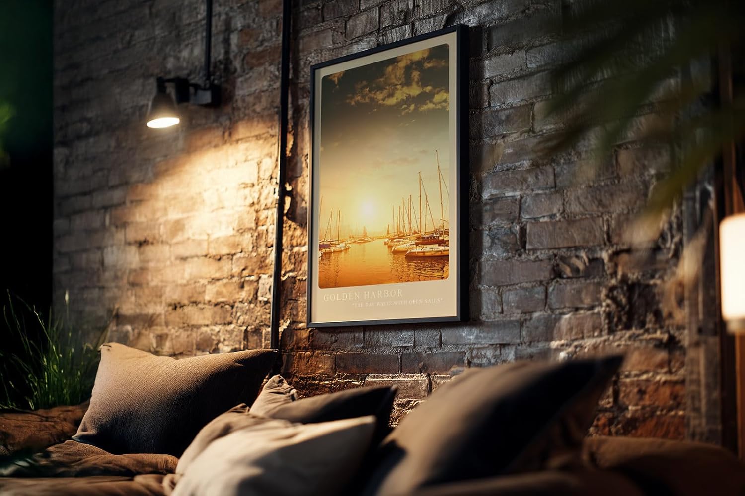 Paul Sinus Kunstdruck 40x60cm Golden Harbor – Segelboote im Sonnenlicht eines goldenen Hafens am Morgen