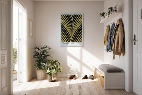 Paul Sinus Kunstdruck 40x60cm Golden Lines – Art-Déco-Design mit goldener Struktur auf Schwarz