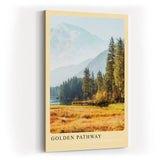 Paul Sinus Kunstdruck 40x60cm Golden Pathway mit Berglandschaft und Herbstfarben
