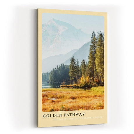 Paul Sinus Kunstdruck 40x60cm Golden Pathway mit Berglandschaft und Herbstfarben