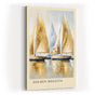 Paul Sinus Kunstdruck 40x60cm Golden Regatta – Segelboote in Gold und Weiß auf Wasser in dynamischer Malerei