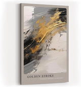 Paul Sinus Kunstdruck 40x60cm Golden Stroke – Ausdrucksstarke goldene Pinselstruktur auf abstrakter Textur in Schwarz-Weiß