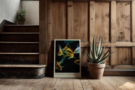 Paul Sinus Kunstdruck 40x60cm Goldfish in Motion – Elegante Goldfische in lebendiger Bewegung auf schwarzem Grund