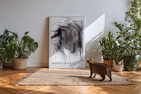 Paul Sinus Kunstdruck 40x60cm Gravity Trace Schwarz Weiß Linie Fall Struktur Abstrakt Bewegung