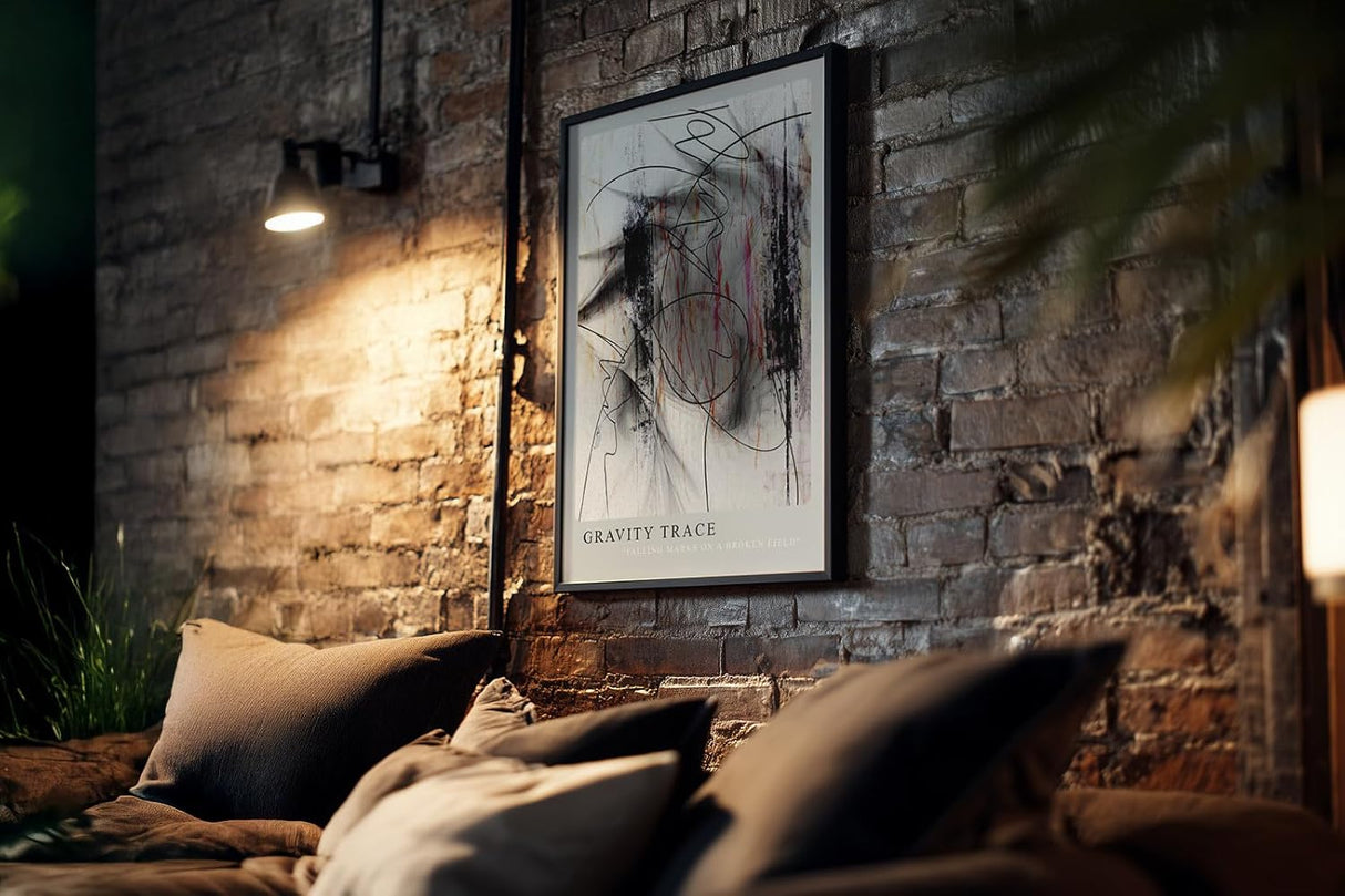 Paul Sinus Kunstdruck 40x60cm Gravity Trace Schwarz Weiß Linie Fall Struktur Abstrakt Bewegung