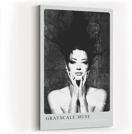 Paul Sinus Kunstdruck 40x60cm Grayscale Muse Porträt in Schwarz-Weiß Stillness Becomes Power