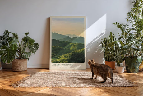 Paul Sinus Kunstdruck 40x60cm Green Horizons Hügel Sonnenaufgang Morgenstimmung Natur Lichtstimmung